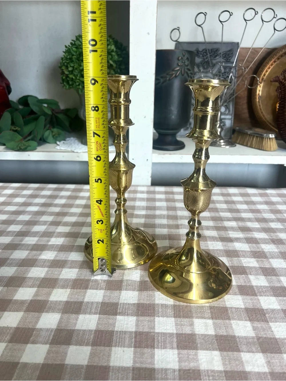 Vintage brass candlestick holders decor